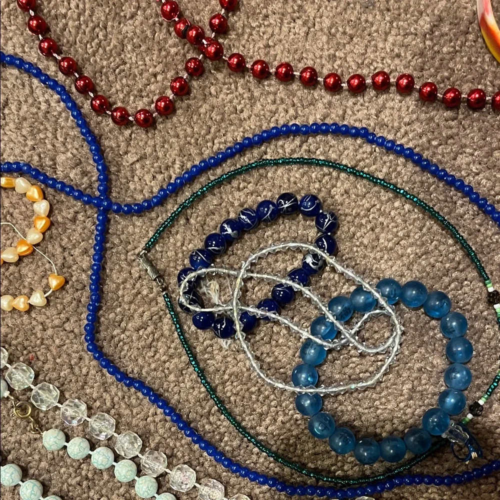 Multicolor Girls Beaded Necklace and Bracelet Set